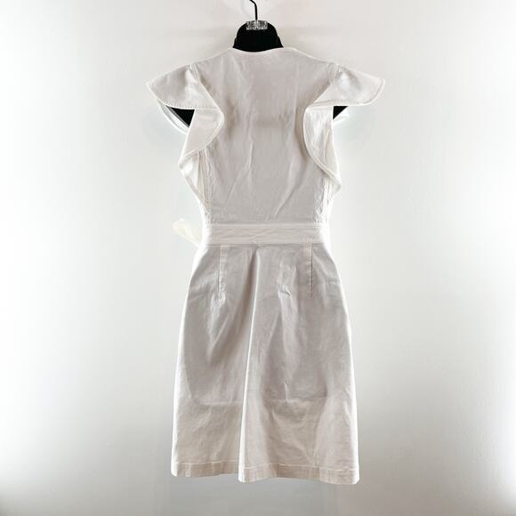 A.L.C Sidelle Linen Blend Wrap Ruffle Sleeve Mini Dress White 4 - Picture 13 of 13
